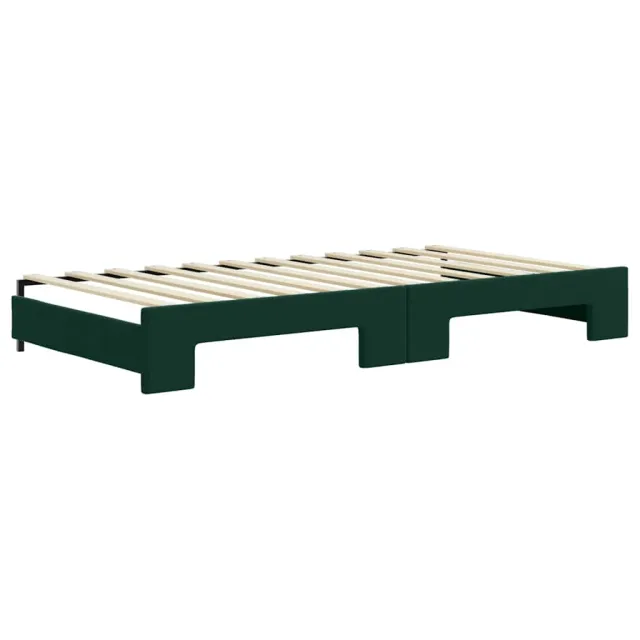 Lit de jour et gigogne et matelas vert foncé 100x200 cm velours