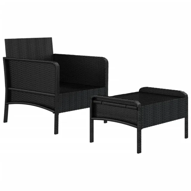 Salon de jardin 2 pcs avec coussins Noir Résine tressée