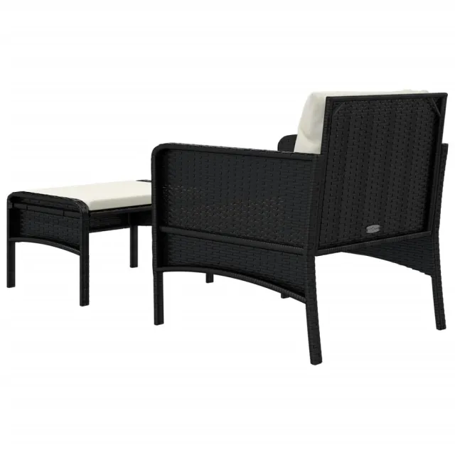 Salon de jardin 2 pcs avec coussins Noir Résine tressée