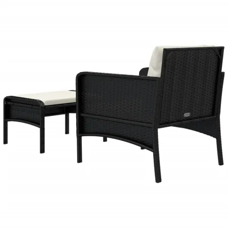 Salon de jardin 2 pcs avec coussins Noir Résine tressée