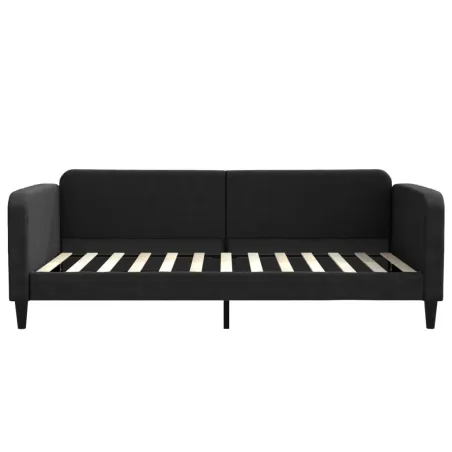 Lit de jour avec matelas noir 100x200 cm tissu