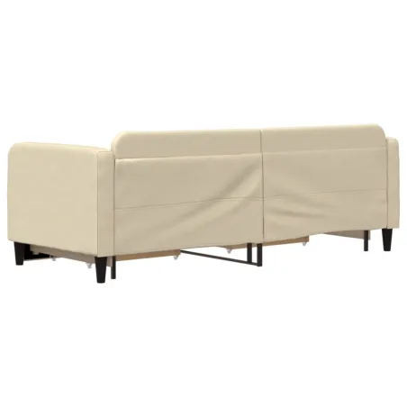 Lit de jour avec gigogne et tiroirs sans matelas crème 80x200cm