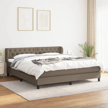 Sommier à lattes de lit avec matelas Taupe 160x200 cm Tissu