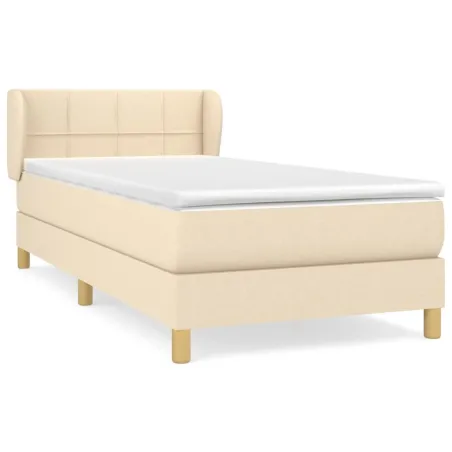 Sommier à lattes de lit avec matelas Crème 80x200 cm Tissu