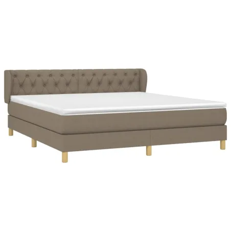 Sommier à lattes de lit avec matelas Taupe 160x200 cm Tissu