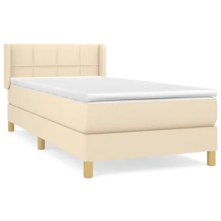 Sommier à lattes de lit avec matelas Crème 80x200 cm Tissu