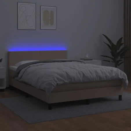 Sommier à lattes de lit avec matelas LED Cappuccino 140x190 cm