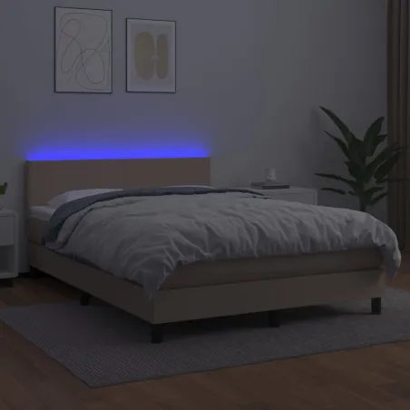 Sommier à lattes de lit avec matelas LED Cappuccino 140x200 cm