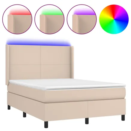Sommier à lattes de lit matelas LED Cappuccino 140x190 cm 2