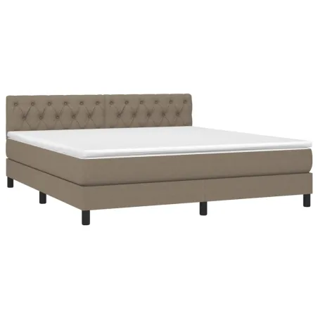 Sommier à lattes de lit avec matelas Taupe 160x200 cm Tissu
