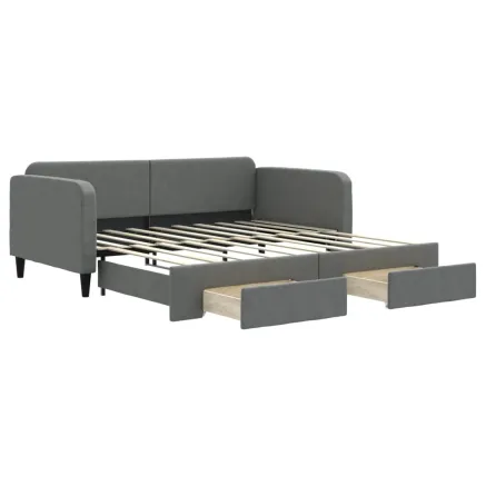 Lit de jour avec gigogne et tiroirs sans matelas 90x190 cm 2