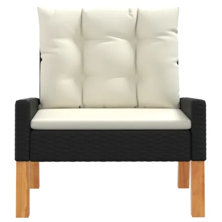 Salon de jardin 4 pcs et coussins Résine tressée et bois massif