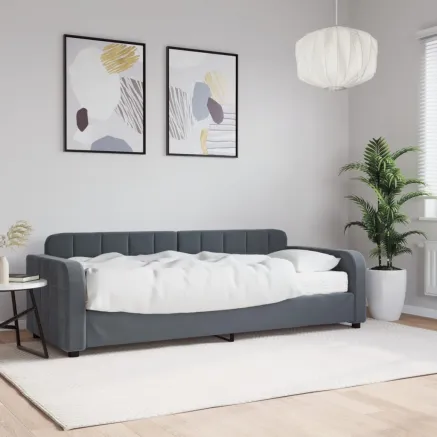 Lit de jour avec matelas gris foncé 80x200 cm velours