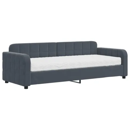 Lit de jour avec matelas gris foncé 80x200 cm velours 2
