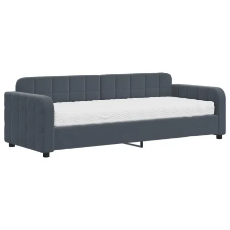 Lit de jour avec matelas gris foncé 80x200 cm velours