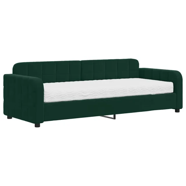 Lit de jour avec matelas vert foncé 80x200 cm velours