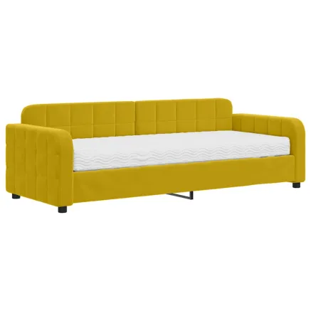 Lit de jour avec matelas jaune 80x200 cm velours 2
