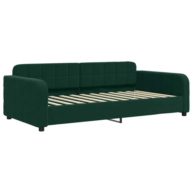 Lit de jour avec matelas vert foncé 90x200 cm velours