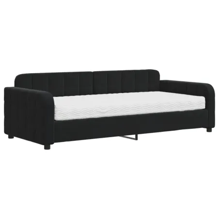 Lit de jour avec matelas noir 90x200 cm velours