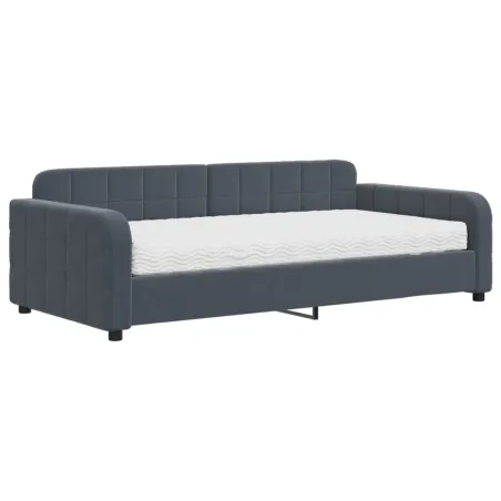 Lit de jour avec matelas gris foncé 100x200 cm velours