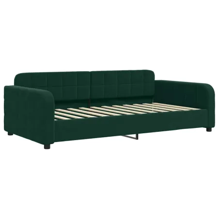 Lit de jour avec matelas vert foncé 100x200 cm velours