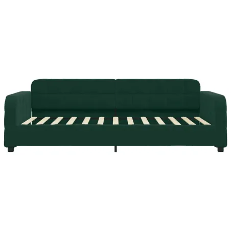 Lit de jour avec matelas vert foncé 100x200 cm velours