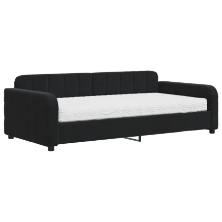 Lit de jour avec matelas noir 100x200 cm velours 2