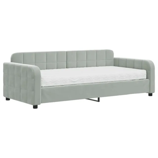 Lit de jour avec matelas gris clair 90x190 cm velours