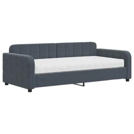 Lit de jour avec matelas gris foncé 90x190 cm velours 2