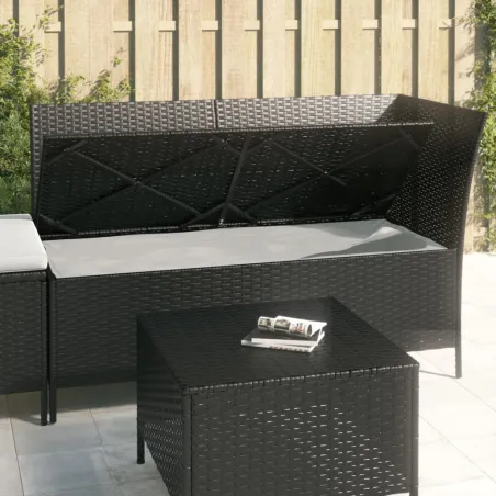 Salon de jardin 3 pcs avec coussins Noir Résine tressée