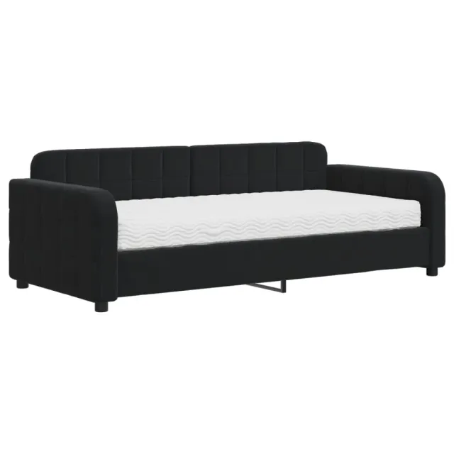 Lit de jour avec matelas noir 90x190 cm velours