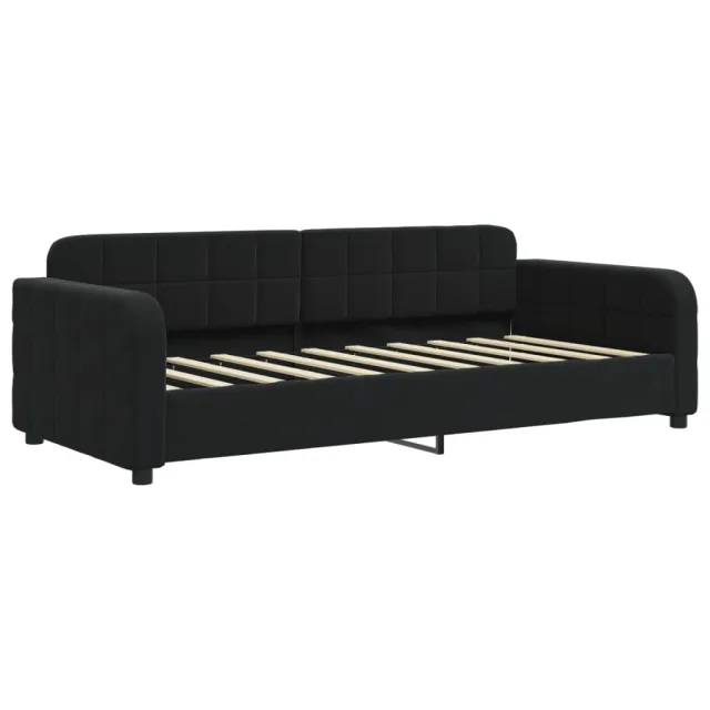 Lit de jour avec matelas noir 90x190 cm velours
