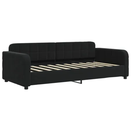 Lit de jour avec matelas noir 90x190 cm velours