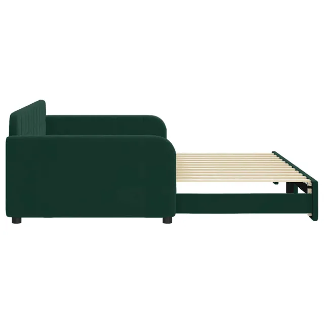 Lit de jour avec gigogne sans matelas vert foncé 100x200 cm