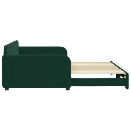 Lit de jour avec gigogne sans matelas vert foncé 100x200 cm