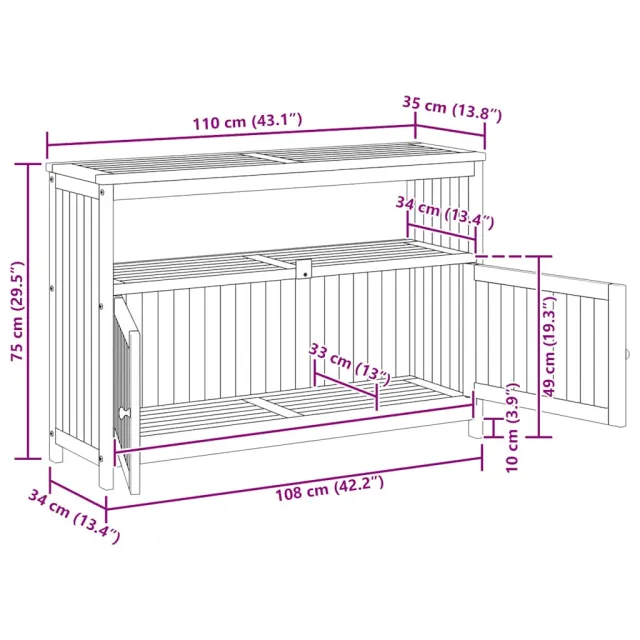 Table console de jardin 110x35x75 cm bois massif d'acacia