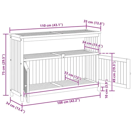 Table console de jardin 110x35x75 cm bois massif d'acacia