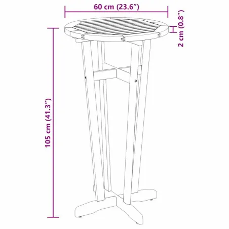 Table de bar de jardin Ø60x105 cm Bois d'acacia solide