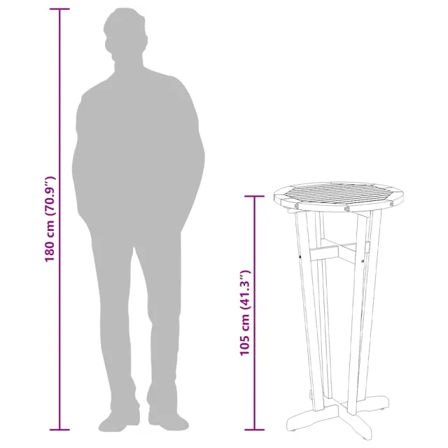 Table de bar de jardin Ø60x105 cm Bois d'acacia solide