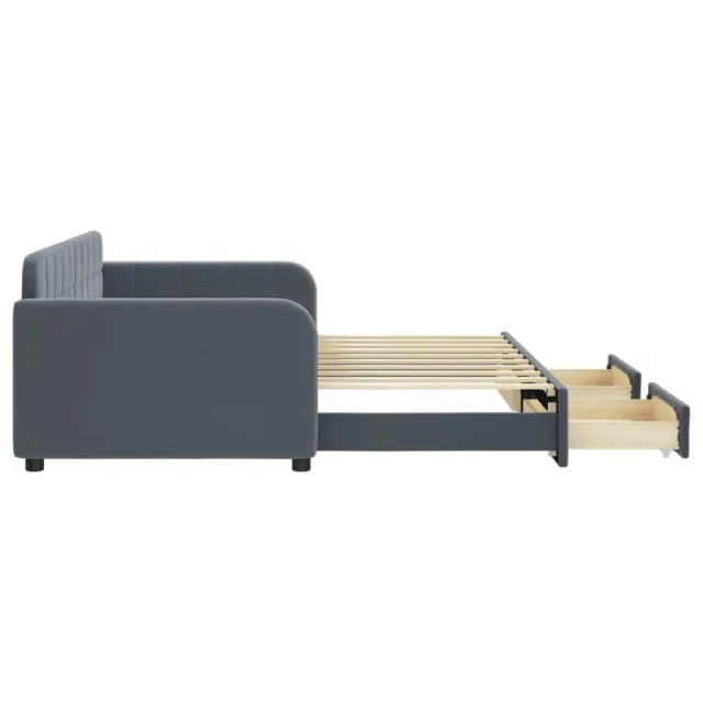 Lit de jour avec gigogne et tiroirs sans matelas 90x190 cm