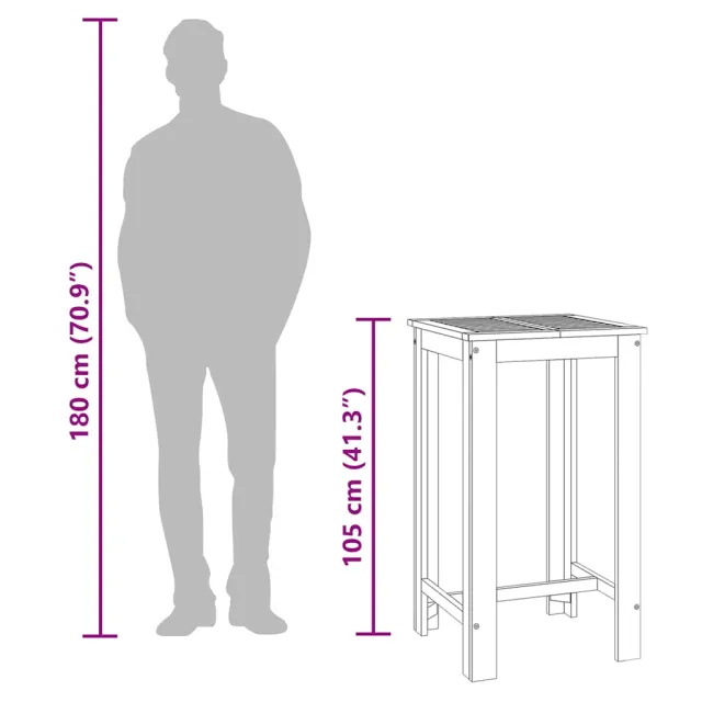 Table de bar de jardin 60x60x105 cm Bois d'acacia solide
