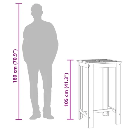 Table de bar de jardin 60x60x105 cm Bois d'acacia solide