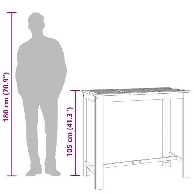 Table de bar de jardin 120x60x105 cm Bois d'acacia solide
