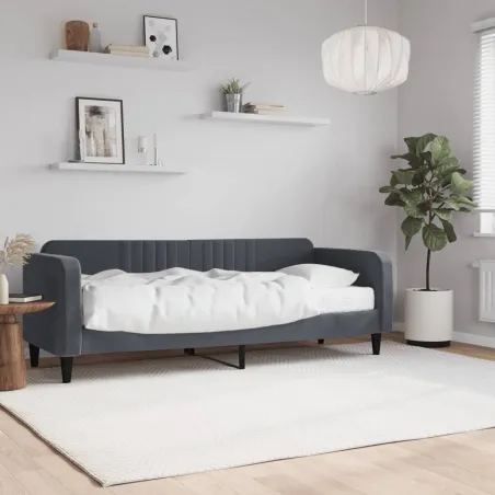 Lit de jour avec matelas gris foncé 80x200 cm velours