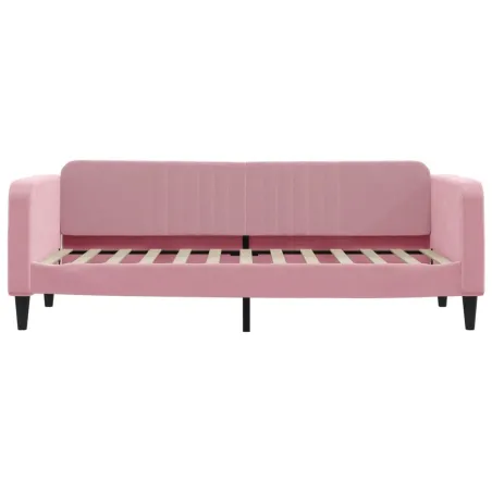 Lit de jour avec matelas rose 80x200 cm velours