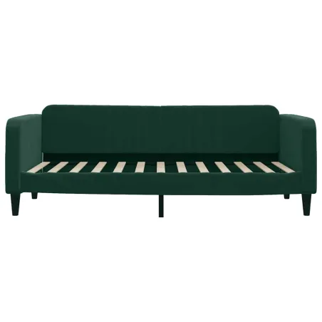 Lit de jour avec matelas vert foncé 90x200 cm velours