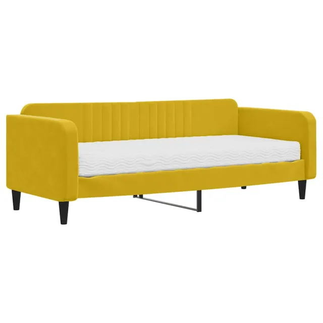 Lit de jour avec matelas jaune 90x200 cm velours