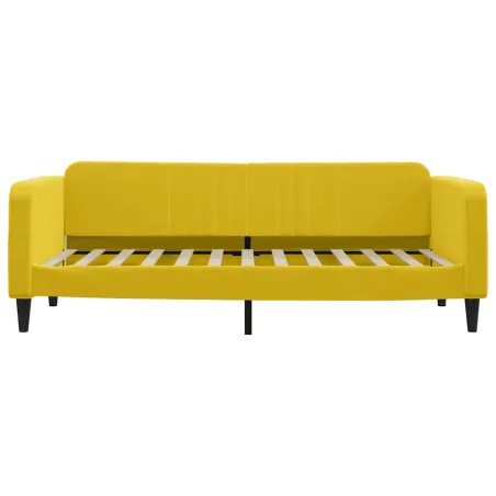Lit de jour avec matelas jaune 90x200 cm velours