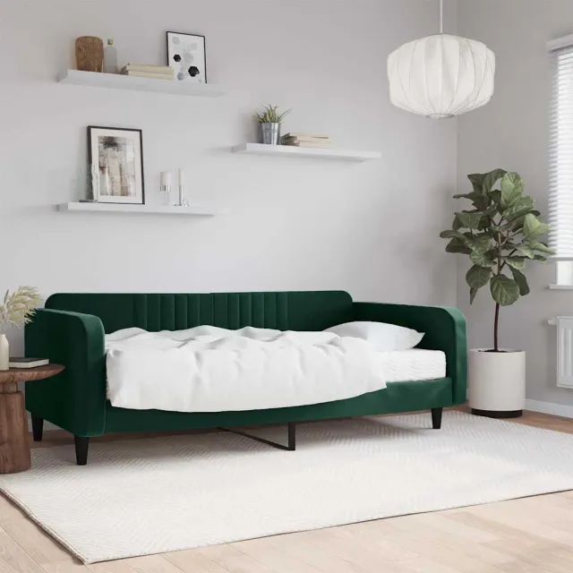 Lit de jour avec matelas vert foncé 100x200 cm velours
