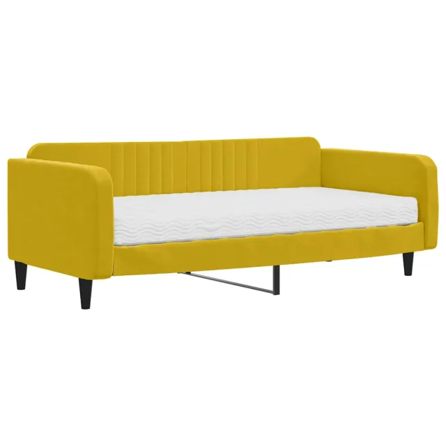 Lit de jour avec matelas jaune 100x200 cm velours